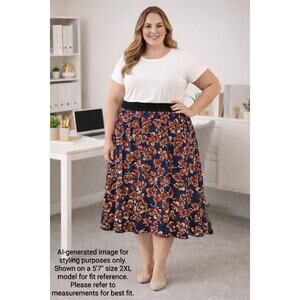 LuLaRoe Jill Accordion Pleated Floral Skirt 2XL NWT